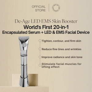 Skin Inc De-Age LED EMS Skin Booster - 20ml x 1 | World’s First 20-in-1 encapsulated serum + LED & EMS facial device