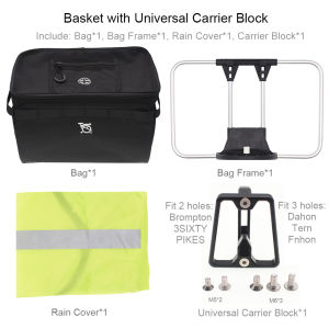 TWTOPSE 15L MINI Folding Bike Basket For Front 3 Holes Dahon Tern JAVA Fnhon Crius Cycling Bicycle Bag Accessory