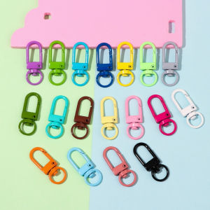 10Pcs 13 * 33mm Claw Hook U-Shaped Candy Color Keychain Metal Lobster Clip Car Matching Keychain Connector for DIY Jewelry Making Keychain Accessories Key Hook Hook Base