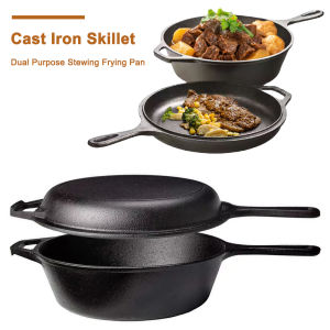 Vktech Classic Cast Iron Frying Pan with Handle 10-inch Heavy Duty Non-Stick Coating for Daily Cooking
