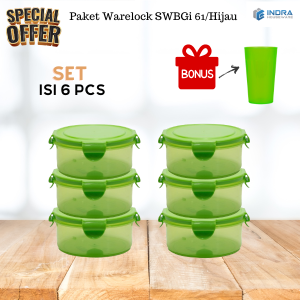 Pyramid Paket Toples Plastik sealware SWB 400ml/SET isi 6 pcs Bonus 1 pcs Gelas 400ml