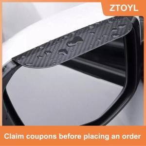 【ZTOYL】 2 cái gương chiếu hậu xe hơi phổ quát mưa lông mày mô hình sợi carbon xe mưa lá chắn đảo ngược gương che mưa xe accessorie