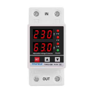 63A 230V Din Rail Adjustable Over Under Voltage Protector Device Protector Relay Over Current Protector