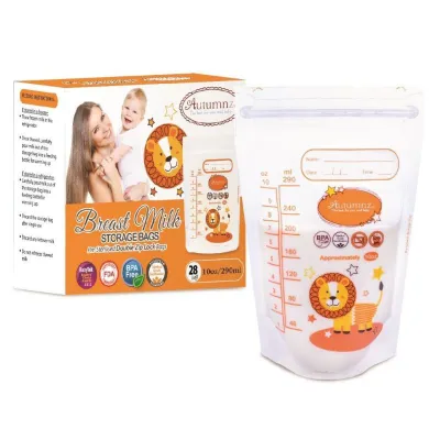 AUTUMNZ Double ZipLock Breastmilk Storage Bag (5/7/10/12oz) 28 Bags