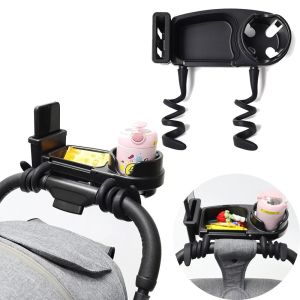 LIAND Detachable Phone Rack 3 in 1 Stroller Snack Tray Flexible Arm Grip Adjustable Design Toddler Pushchair Rack Space Saving Multifunctional Attachment Baby Stroller Cup Holder Baby Mealtime