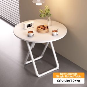 Nearra White Simple Folding Small Table 60cm Space-Saving Household Round Meal Table&Chair Combo
