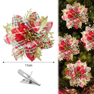 10 cái hoa giáng sinh giả cho vật trang trí Cây giáng sinh Đảng Vòng hoa trang trí hoa giả Giáng sinh tiệc cưới Mặt dây chuyền