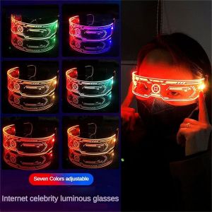 Cool LED Luminous Glasses Party Glow Light Glasses Neon Rave Shutter Shades Flashing Glasses Eyeglasses Bar Birthday Party Atmosphere Props Eyewear