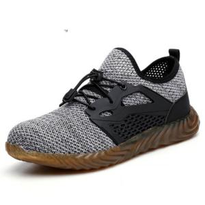 QINHUIZE New summer labor insurance shoes lightweight breathable flying woven safety shoes anti-piercing electrical insulation work boots steel Baotou work safety boots men