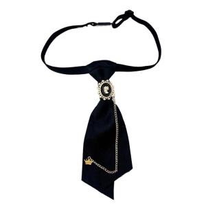 Ivy League Styles Knot Free Tie for Women Adjustable Tie with Fringe Chain Plaids Pattern Club Suit School Event Neckwear