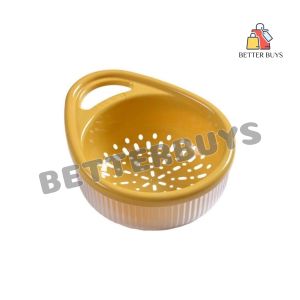 BETTER BUYS 1pcs One-handed Portable Drain Basket Double-layer Household Multifunctional High-value Fruit And Vegetable Washing Basin Basket