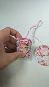 2Pcs/Lot Puella Magi Madoka Magica 58mm Badge Embroidery Prayer Bag Kaname Madoka Omamori Portable Pendant Bag Keychain Trinkets Good Luck Gift Guard Backpack Charms