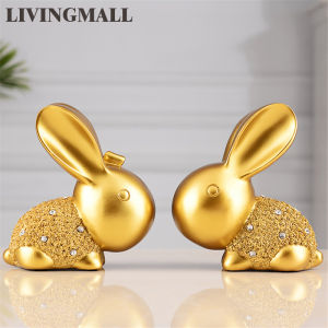 Livingmall 2 Tượng Nhựa Thỏ May Mắn Cái/bộ Đồ Trang Trí Phòng Khách Trang Trí Phòng Ngủ Đồ Trang Trí Nhà Cửa Phụ Kiện Trang Trí Tủ Đồ Thủ Công