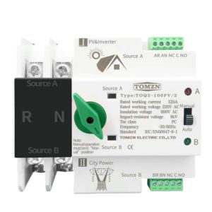 100% CU SOLAR ATS 125A 2P Din Rail for PV and inverter Dual Power Automatic Transfer Selector Switches Uninterrupted