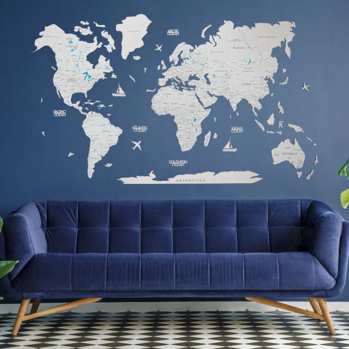 2D Wooden World Map White | Lazada