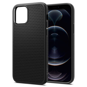 SPIGEN Case for iPhone 12 Series / 11 Series [Liquid Air] Diamond-cut Pattern Black TPU Case with Flexible and Durable Shock Absorption / iPhone 12 Pro max Case / iPhone 12 Pro Case / iPhone 12 Case / iPhone 12 Casing / iPhone 11 Pro Case / iPhone 11 Case