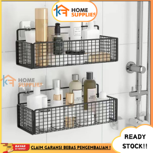 【KF】Rak Keranjang Tempel Dinding Kamar Mandi Bahan Besi Tahan Karat Rak Tempat Penyimpanan Serbaguna