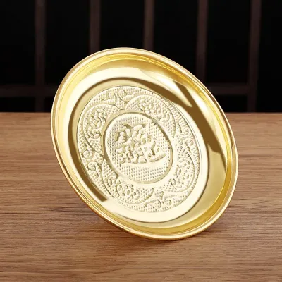 Buddha Front Thickened Alloy Fruit Plate Buddhist Temple Supplies Home Restaurant Living Room High Footed Tray