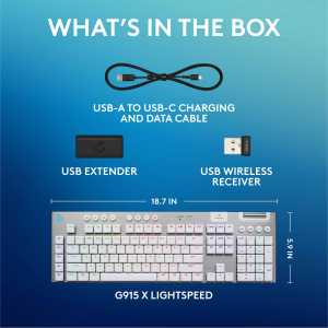 NEW STOCK CLEAR ! Logitech G915 X LIGHTSPEED Low-Profile Wireless Gaming Keyboard FULL SIZE - Tactile Tactile(White) Linear