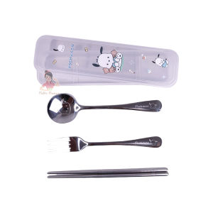 Sendok Set Garpu Sumpit Alat Makan Stainless Sanrioo Grafir Labubu Model Korea