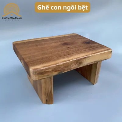 Ghế Con Gỗ Đôn Thấp Ngồi Xổm Thấp Gỗ Nguyên Khối Tự Nhiên