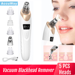 AccuWay USB Rechargeable Vacuum Suction Blackhead Remover Facial Pore Cleaner 3 Speed Electric Blackhead Acne Comedo Extractor Machine 3 Levels Suction with 5 Beauty Probes- Safest Beauty Instrument