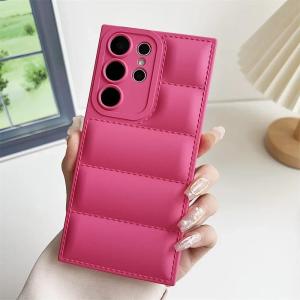 Solid Color Down Jacket Case for Samsung Galaxy S24 S23 S25 S26 Ultra S22 S21 S25 Plus S20 FE A54 A34 A55 A35 A52 Soft TPU Cover