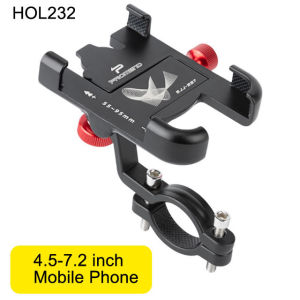 Newboler Aluminum Alloy Motorcycle Electric Bicycle Phone Holder Adjustable MTB Smartphone Mount 360ﾰ Rotation Cycling Bracket
