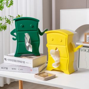 CEMOMEF Detachable Facial Tissue Box Plastic Spring Support Tissue Dispenser Premium Cartoon Napkin Storage Box Office