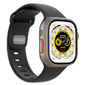 WiWU Comf Secur Watch Band Wi-WB201 | Premium Fluororubber Sport Strap | Hypoallergenic & Skin-Friendly | All-Weather High-Temperature Resistant | Fits 44mm 45mm 46mm 49mm - Black/Starlight/Grey - Shop Now!