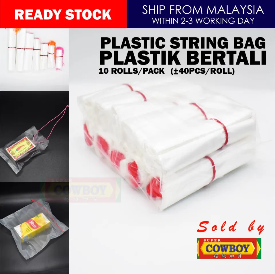 Disposable Plastic Bag with String Bag 400pcs Plastik Tali Bungkus