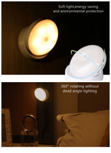 [SG seller]Rechargeable USB LED Motion Sensor Night Light 360 Rotating Cabinet Wall Lamp