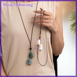 Moito Elegant Long Oval Pendant Necklace New Chinese Style Forest System Simple Vintage Zen Fashion Design Jewelry Accessory