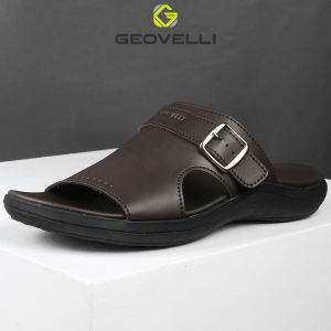 Gvl Geovelli Sendal Pria Coklat Kekinian Sandal Slide Premium Sandal Kulit Pria Kualitas Lokal - G1988