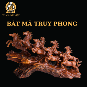 Tượng Bát Mã Truy Phong chất liệu Composite và bột đá sơn tĩnh điện hàng cao cấp nhập khẩu Đài Loan