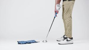 Magnetic Golf Towel with Carabiner Clip & Extra Strong Magnet - 24 x 16 in. Waffle Microfiber Golf Bag Towel - Blue Golf Towels for Golf Bags Women & Men (Blue Palm Trees)