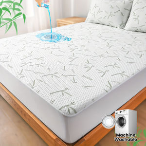 【Super low price】100% Bamboo Fiber Waterproof Mattress Protector Summer Cooling Breathable Mattress Cover Twin Full Queen King Size Fitted Sheet