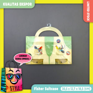 Lusinan Paper Bag / Tas Kertas Bentuk Koper Motif Lucu Peralatan Memancing Kualitas Ekspor untuk Pesta Ulang tahun Souvenir Kado
