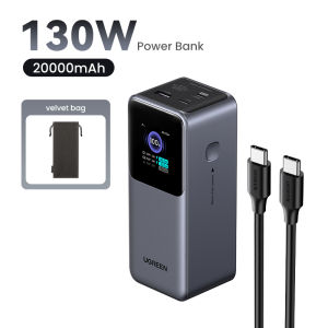 UGREEN 20000mAh Power Bank PD 130W Fast Charging for Samsung s25 Ultra S24 iPhone 17 16 15 14 13 Pro Max for Pixel iPad Xiaomi Huawei Mobile Phones Power Adapter