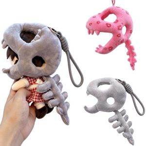 Dinosaur Skeleton Plush Keychain Head Cover for 10cm 15cm Cotton Dolls Bag Pendant Charm Halloween Dress Up Accessory Gift