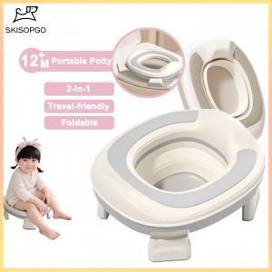 SKISOPGO 2 in 1 Portable Potty Training Seat Trainer Foldable Kids Toilet Seat Kids Potty Urinal Tandas Budak