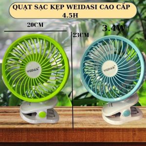 TẶNG ĐÈN NGỦ_QUẠT SẠC KẸP CẠNH BÀN WEIDASI XOAY 360 ĐỘ RẤT TIỆN LỢI