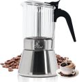 Stovetop Espresso Maker and Coffee Maker, Classic Moka Pot, Crystal Glass-top & Stainless Steel Coffee Maker Mocha Pot, Greca De Cafe, Cuban and Italian Coffee Maker for Cafetera Cubana (240ml). 