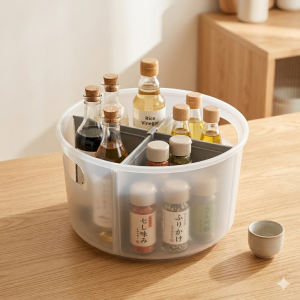 Locaupin 360° Rotating Organizer Plastic Storage Tray with Adjustable DividersCabinet Organizer for Home