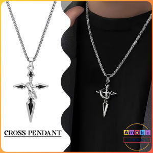 Amoki Fashion Cross Pendant Necklace Mens and Womens Hip Hop Style Men Women Gift Jewelry Accessories