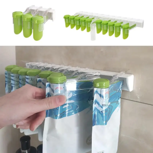 Spices Bag Organizer Condiment Storage Bracket Punch-Free Wall-Mounted Seasoning Rack Clip Rack