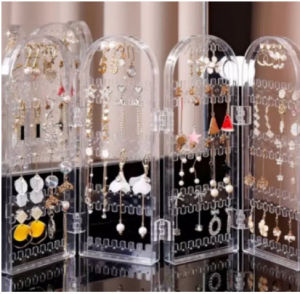 Acrylic Earrings Necklace Jewelry Holder Storage - 4 fold foldable organizer