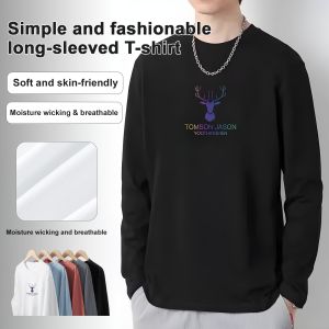 ⏰Flash Sale💸【No Pilling】Simple Round Neck Printed Bottoming Shirt Mens Autumn Simple Milk Silk Round Neck Printed Top Sports Casual Versatile T-Shirt Bottoming Shirt Tops Bottom Shirt Moisture Wicking and Breathable Solid Color Top