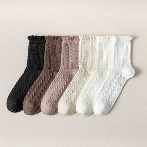 5Pairs Women Lolita Japanese Korean Style Long Socks Casual Socks Cotton Socks