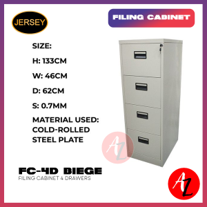Jersey FC-4D Beige Black Gray Filing Cabinet 4 Drawer